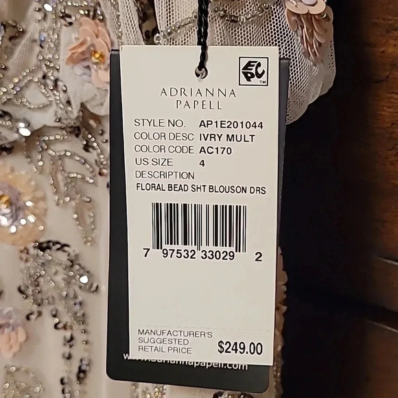 Adrianna Papell Floral Beaded Dress - New with Tags - Picture 6 of 6